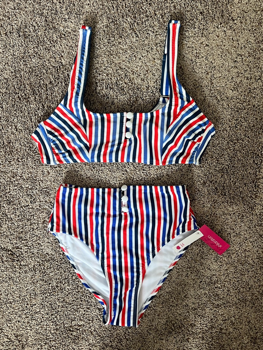 Red White & Blue High Waisted Swimsuit